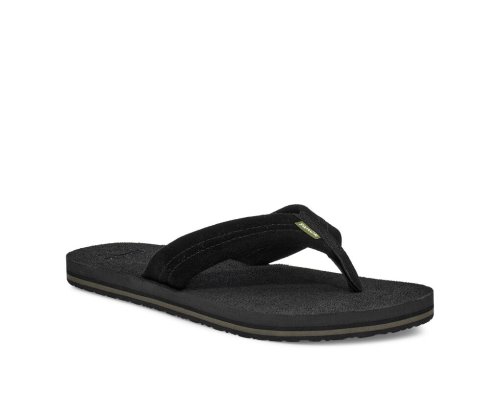 Tong Sanuk Beer Cozy Stacker Suède Homme - Noir RFNBJH647